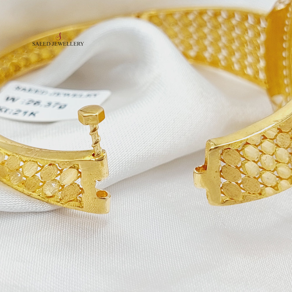 Zircon Studded English Bangle Bracelet  Made of 21K Yellow Gold by Saeed Jewelry-31126