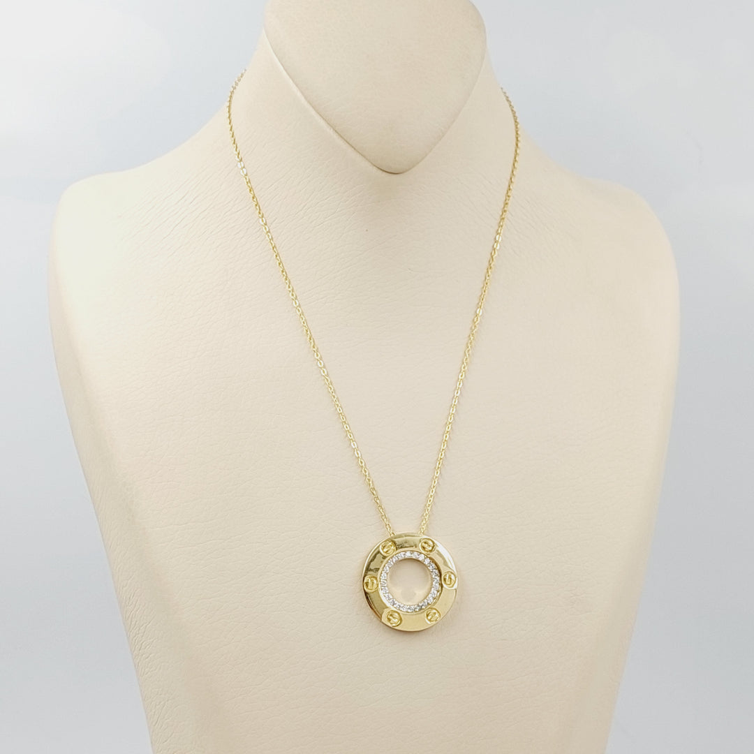 Zircon Studded Figaro Necklace  Made Of 18K Yellow Gold by Saeed Jewelry-30665