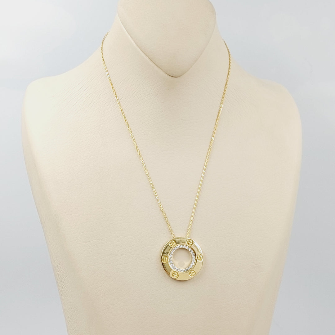 Zircon Studded Figaro Necklace  Made Of 18K Yellow Gold by Saeed Jewelry-30666