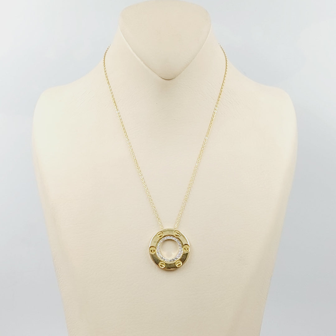 Zircon Studded Figaro Necklace  Made Of 18K Yellow Gold by Saeed Jewelry-30666