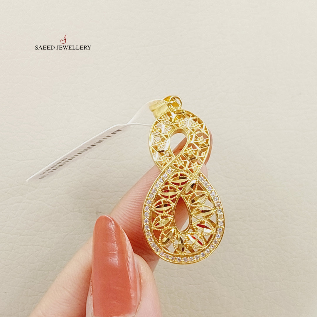 Zircon Studded Infinite Pendant  Made Of 21K Yellow Gold by Saeed Jewelry-28886