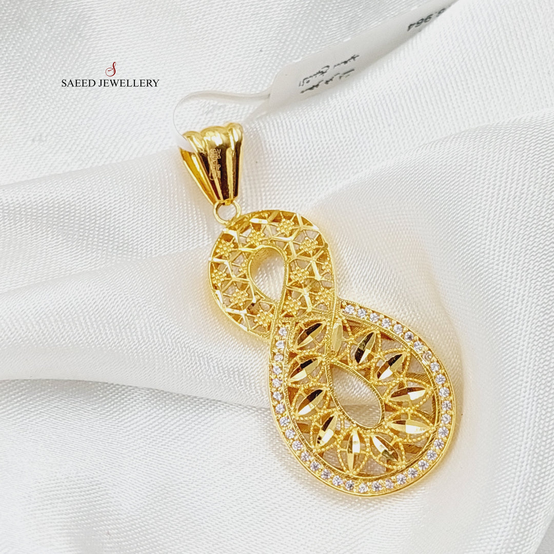 Zircon Studded Infinite Pendant  Made Of 21K Yellow Gold by Saeed Jewelry-28886