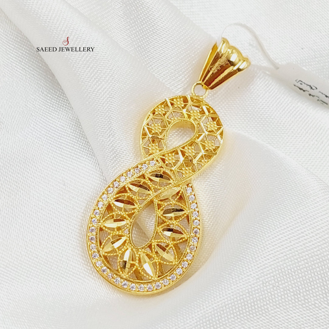 Zircon Studded Infinite Pendant  Made Of 21K Yellow Gold by Saeed Jewelry-28886
