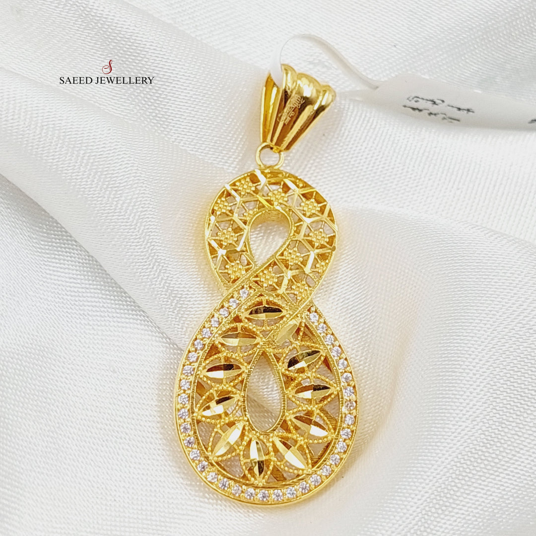 Zircon Studded Infinite Pendant  Made Of 21K Yellow Gold by Saeed Jewelry-28886