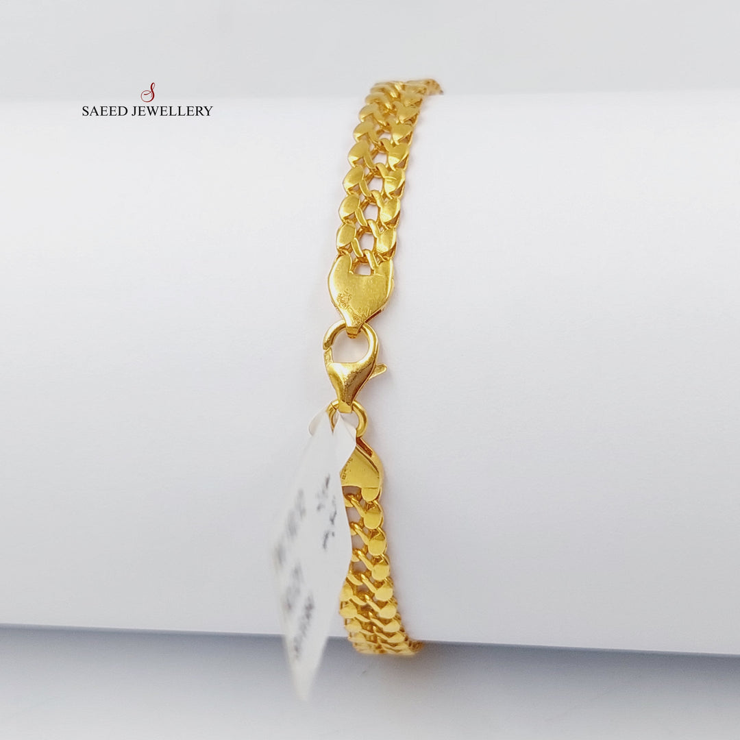 Zircon Studded Leaf Bracelet  Made Of 21K Yellow Gold by Saeed Jewelry-28911