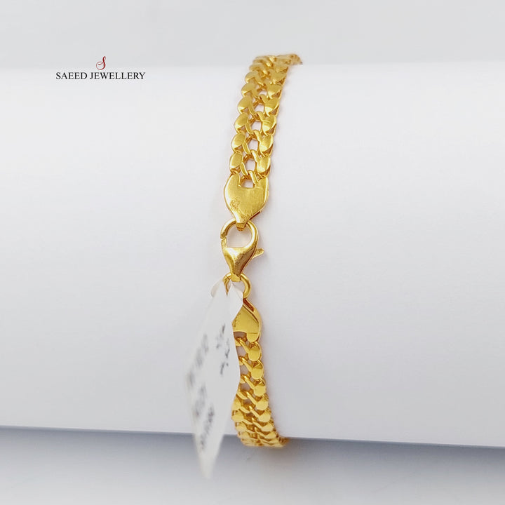 Zircon Studded Leaf Bracelet  Made Of 21K Yellow Gold by Saeed Jewelry-28911