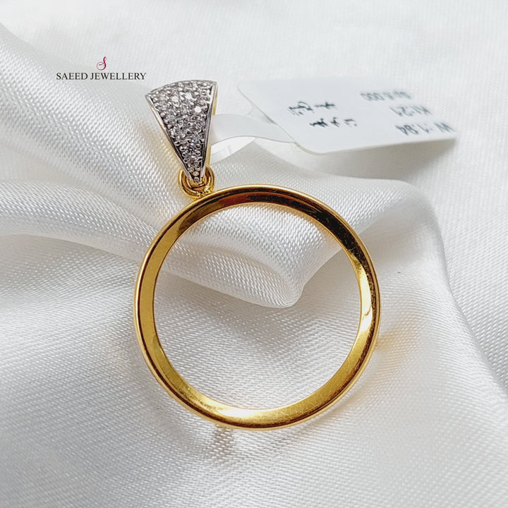 Zircon Studded Lirat Rashadi Frame Pendant  Made Of 21K Yellow Gold by Saeed Jewelry-29861