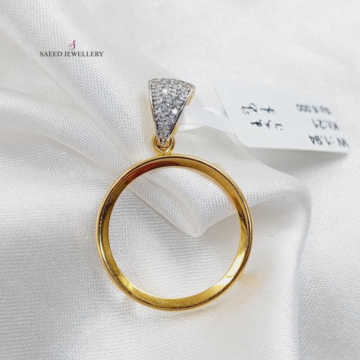 Zircon Studded Lirat Rashadi Frame Pendant  Made Of 21K Yellow Gold by Saeed Jewelry-29861