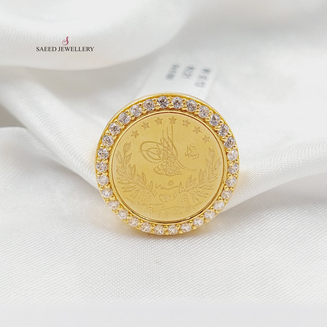 Zircon Studded Lirat Rashadi Ring  Made Of 21K Yellow Gold by Saeed Jewelry-30111