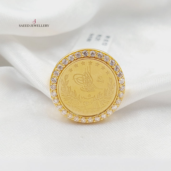 Zircon Studded Lirat Rashadi Ring  Made Of 21K Yellow Gold by Saeed Jewelry-30111