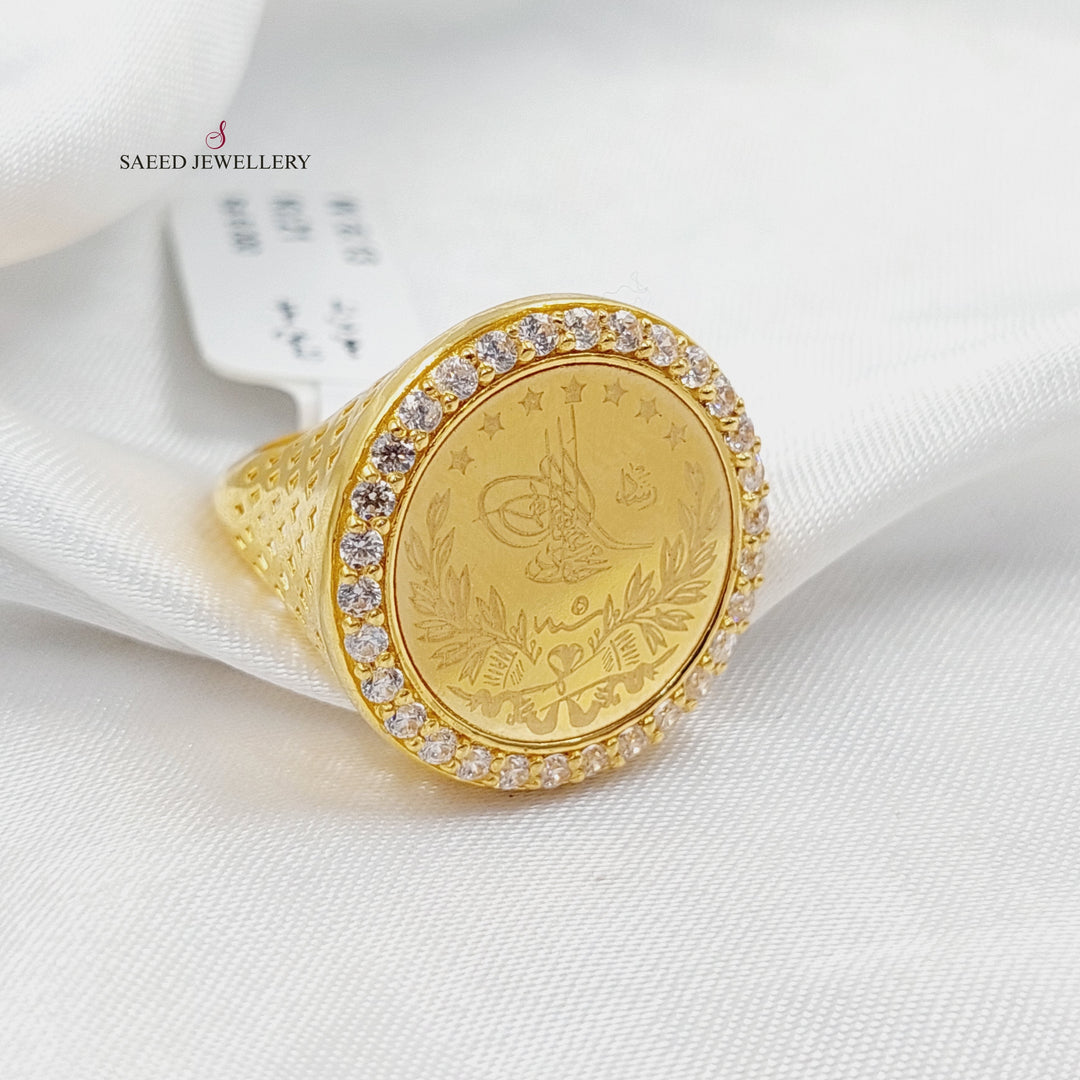 Zircon Studded Lirat Rashadi Ring  Made Of 21K Yellow Gold by Saeed Jewelry-30111
