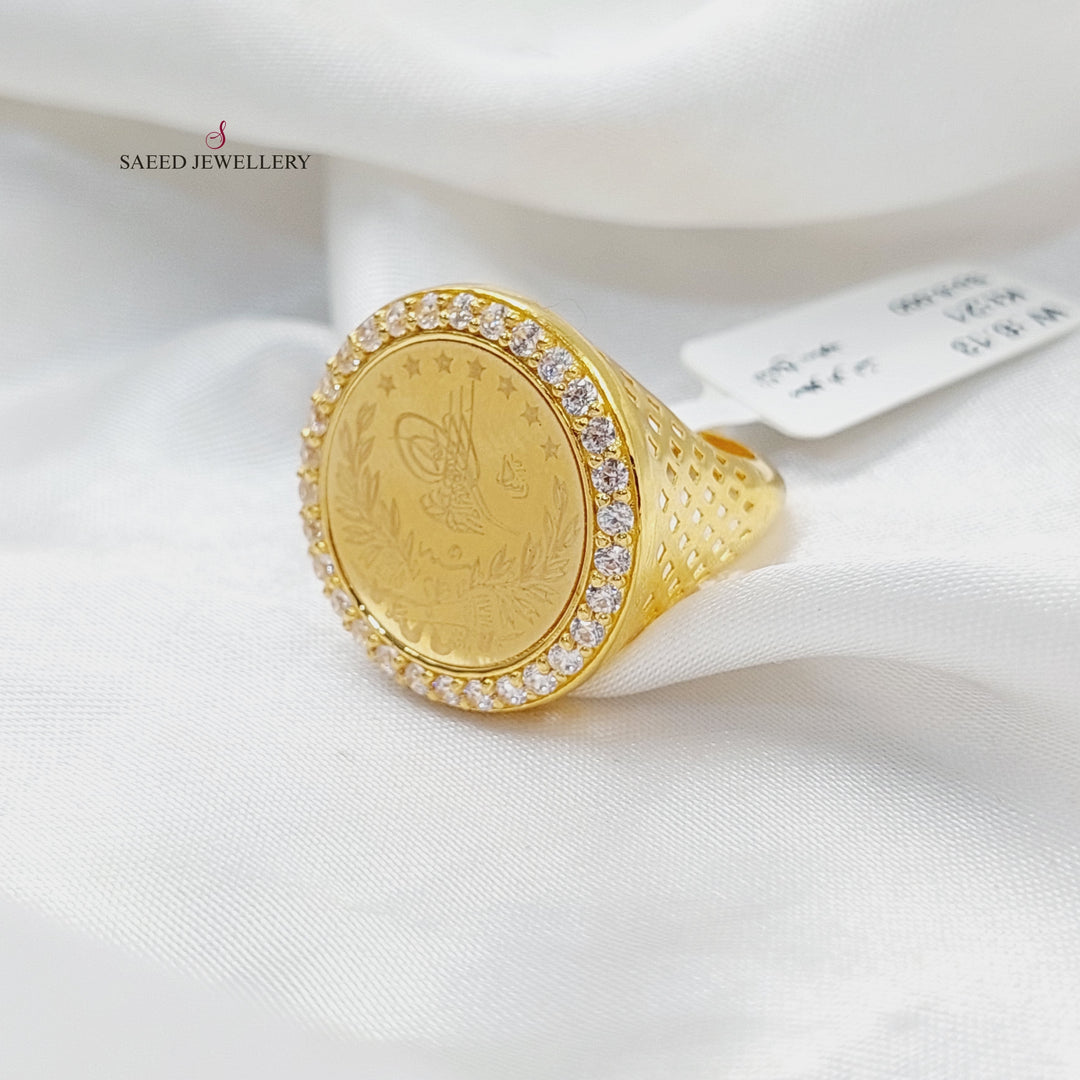 Zircon Studded Lirat Rashadi Ring  Made Of 21K Yellow Gold by Saeed Jewelry-30111