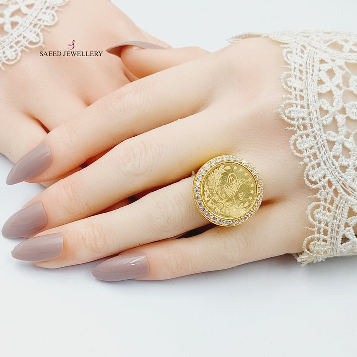 Zircon Studded Lirat Rashadi Ring  Made Of 21K Yellow Gold by Saeed Jewelry-30111