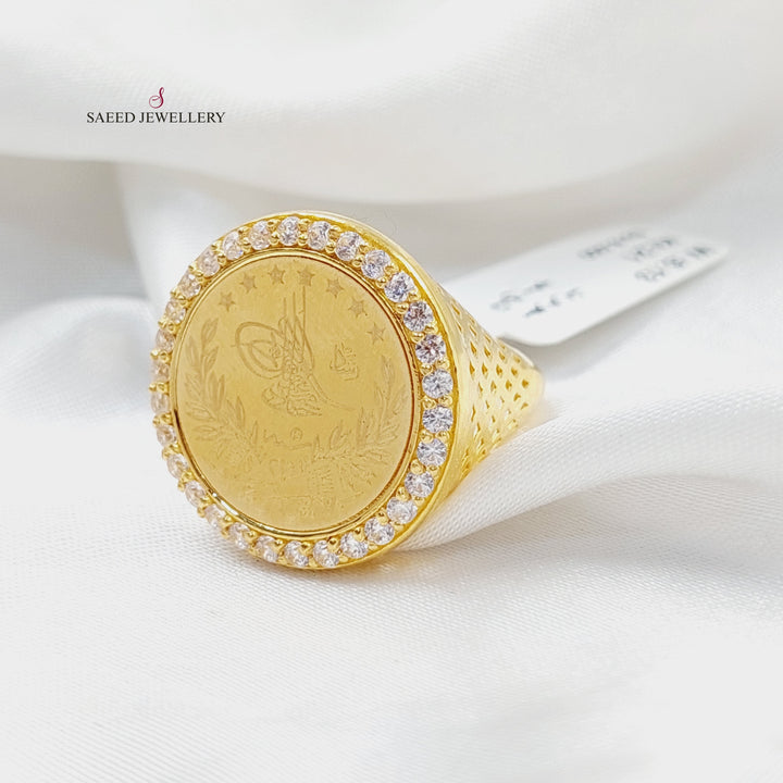 Zircon Studded Lirat Rashadi Ring  Made Of 21K Yellow Gold by Saeed Jewelry-30111