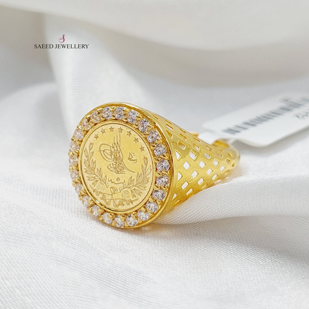 Zircon Studded Lirat Rashadi Ring  Made Of 21K Yellow Gold by Saeed Jewelry-30112