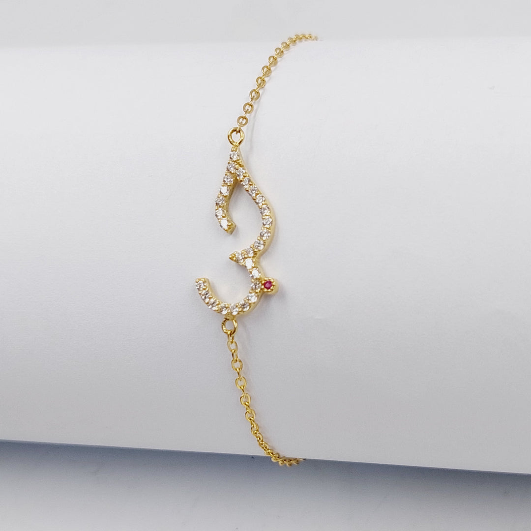 Zircon Studded Love Bracelet  Made Of 18K Yellow Gold by Saeed Jewelry-30246