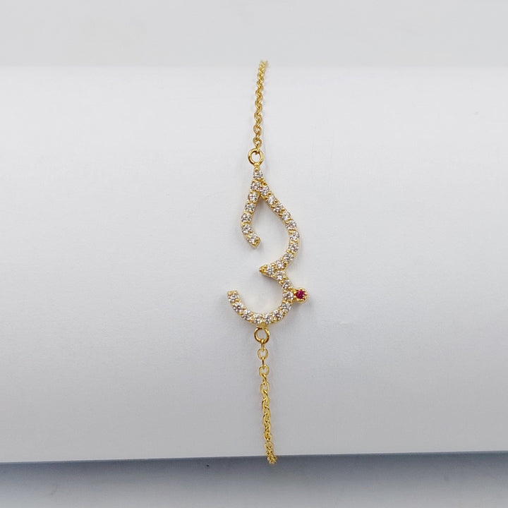 Zircon Studded Love Bracelet  Made Of 18K Yellow Gold by Saeed Jewelry-30246