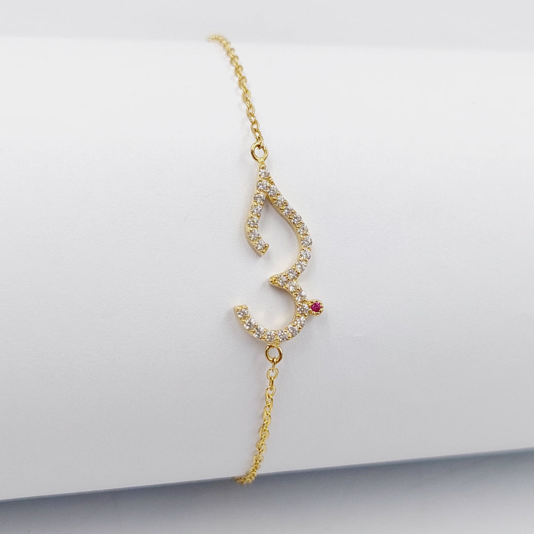 Zircon Studded Love Bracelet  Made Of 18K Yellow Gold by Saeed Jewelry-30247