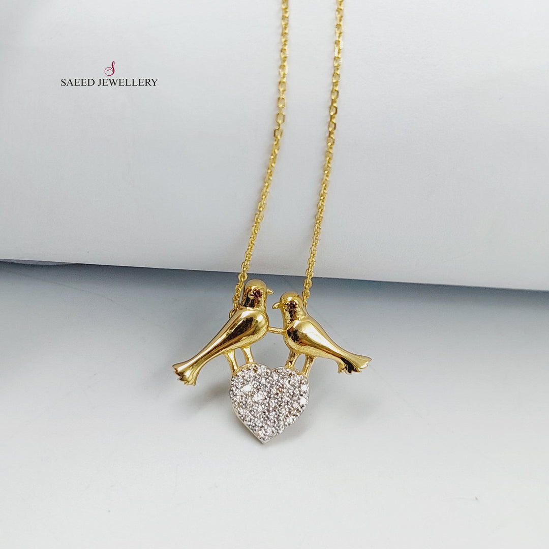 Zircon Studded Love Necklace  Made Of 18K Yellow Gold by Saeed Jewelry-29391