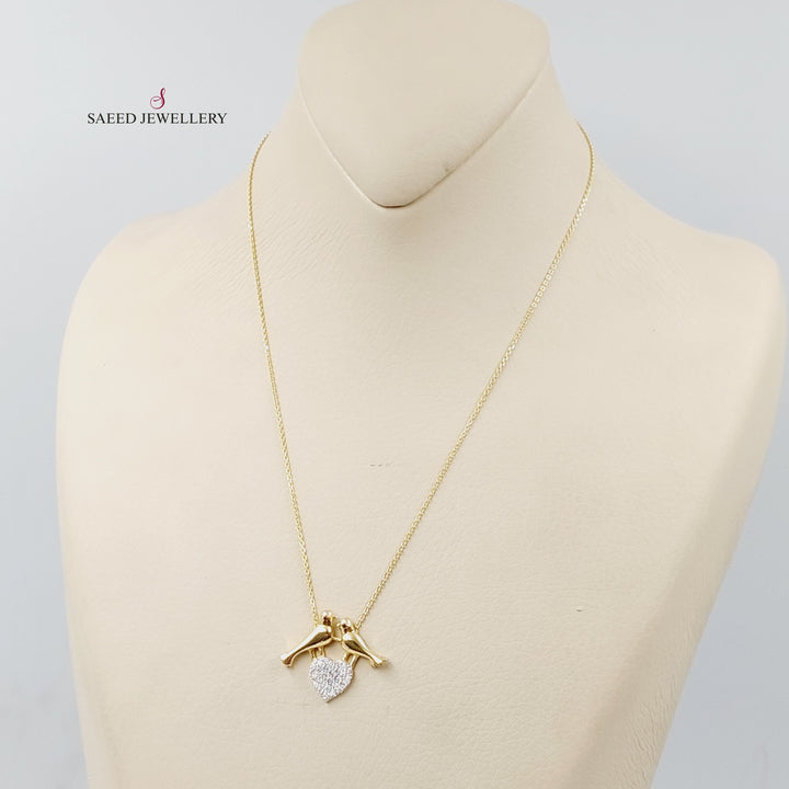 Zircon Studded Love Necklace  Made Of 18K Yellow Gold by Saeed Jewelry-29391