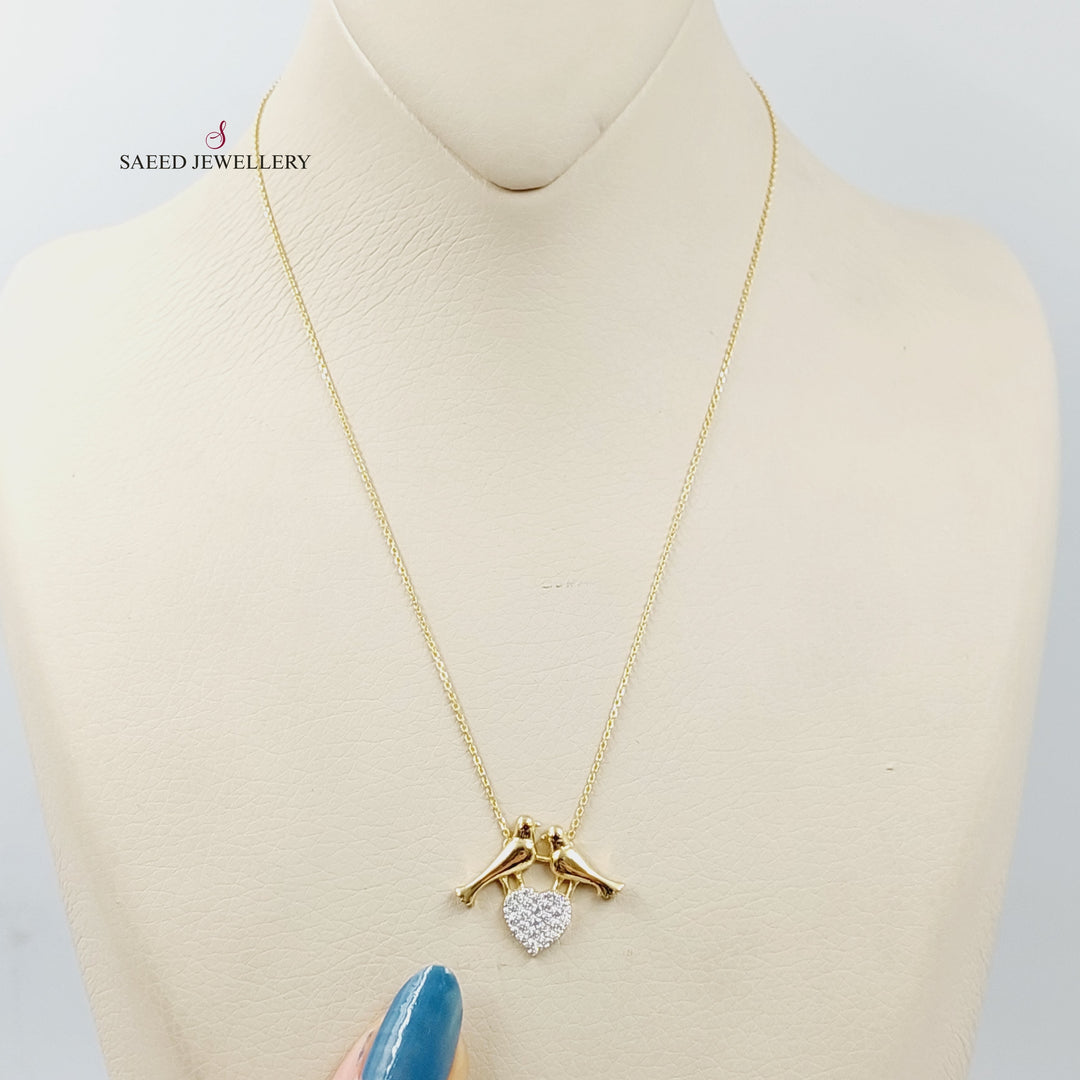 Zircon Studded Love Necklace  Made Of 18K Yellow Gold by Saeed Jewelry-29391