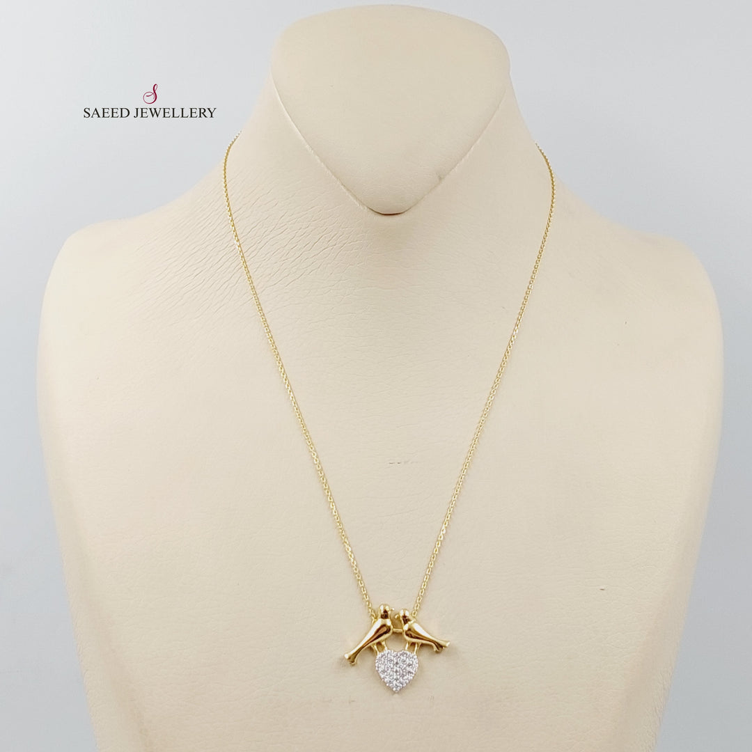 Zircon Studded Love Necklace  Made Of 18K Yellow Gold by Saeed Jewelry-29391