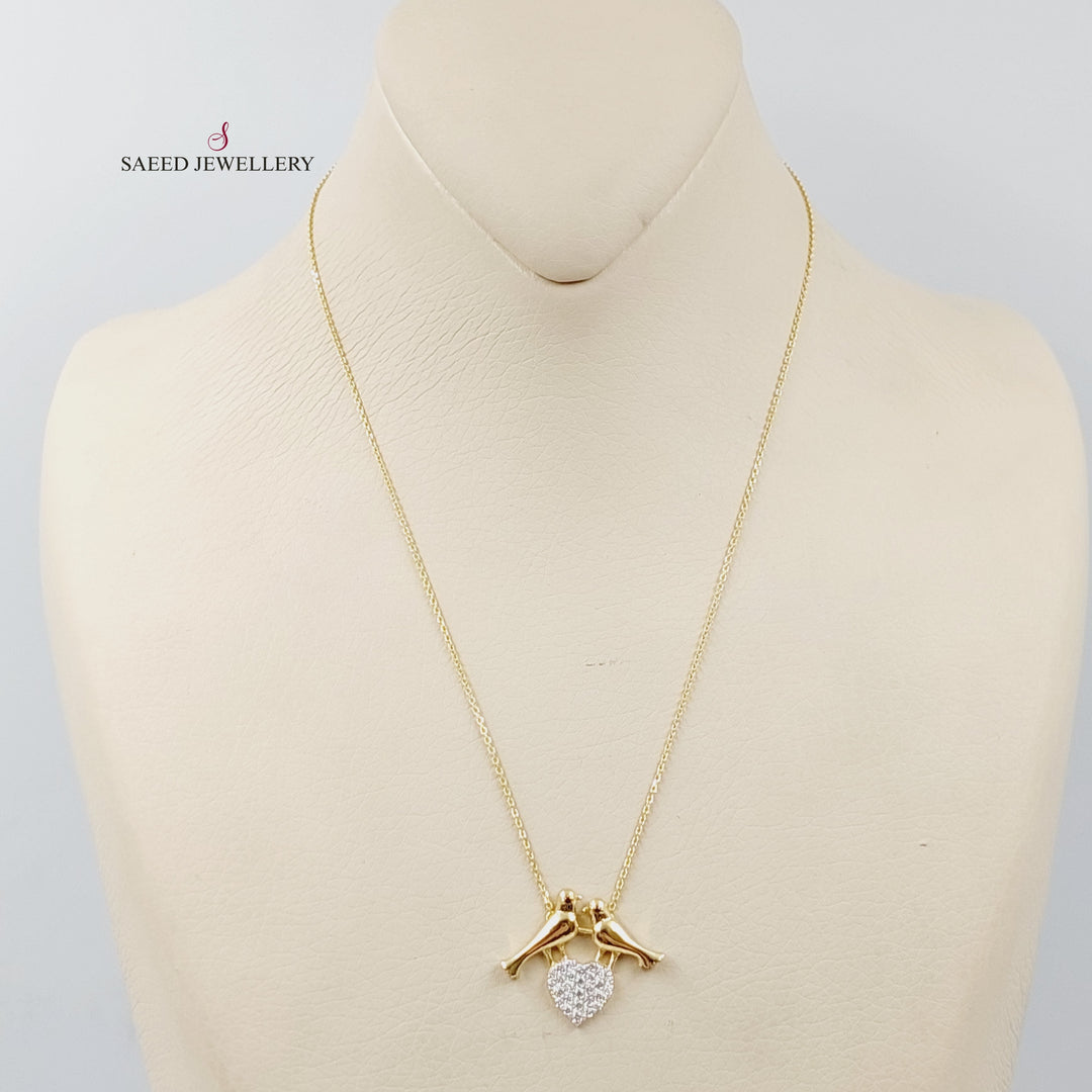 Zircon Studded Love Necklace  Made Of 18K Yellow Gold by Saeed Jewelry-29391