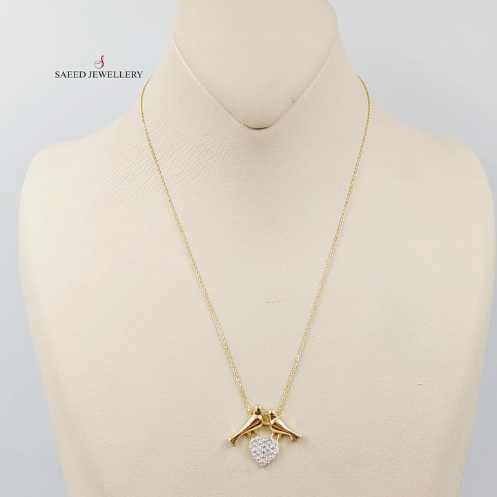 Zircon Studded Love Necklace  Made Of 18K Yellow Gold by Saeed Jewelry-29391