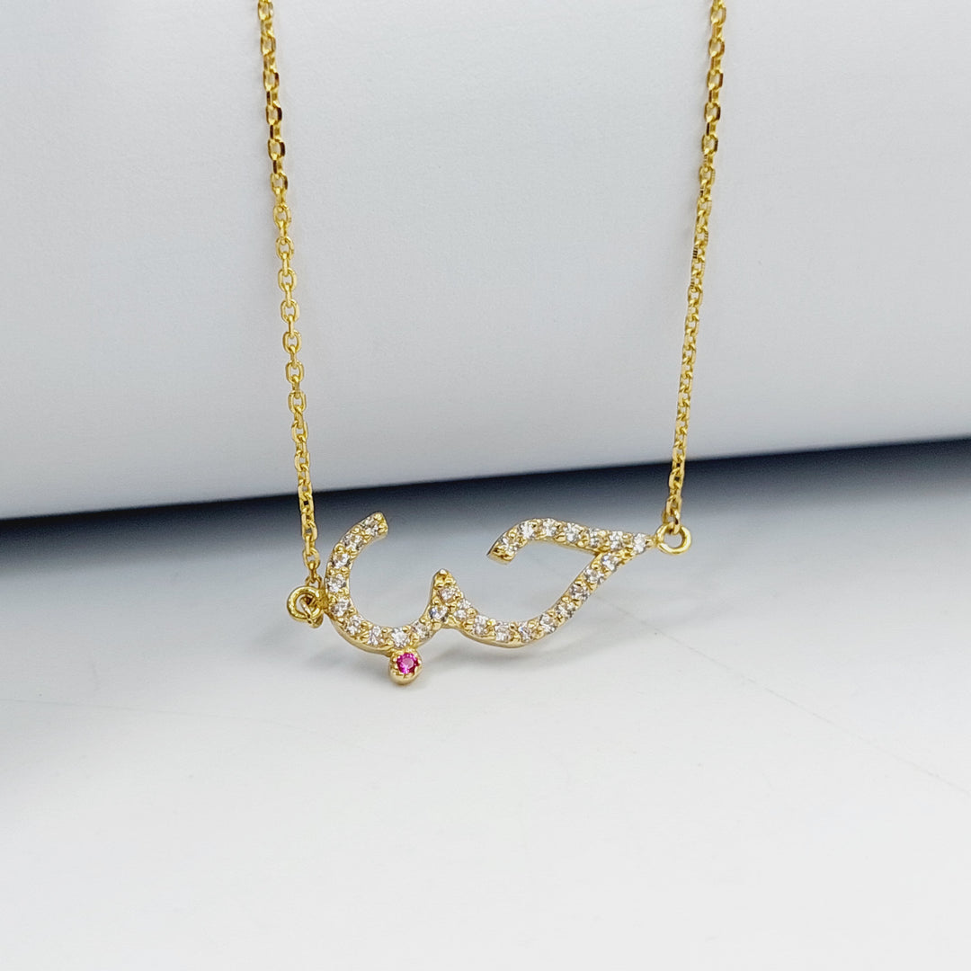 Zircon Studded Love Necklace  Made Of 18K Yellow Gold by Saeed Jewelry-30514