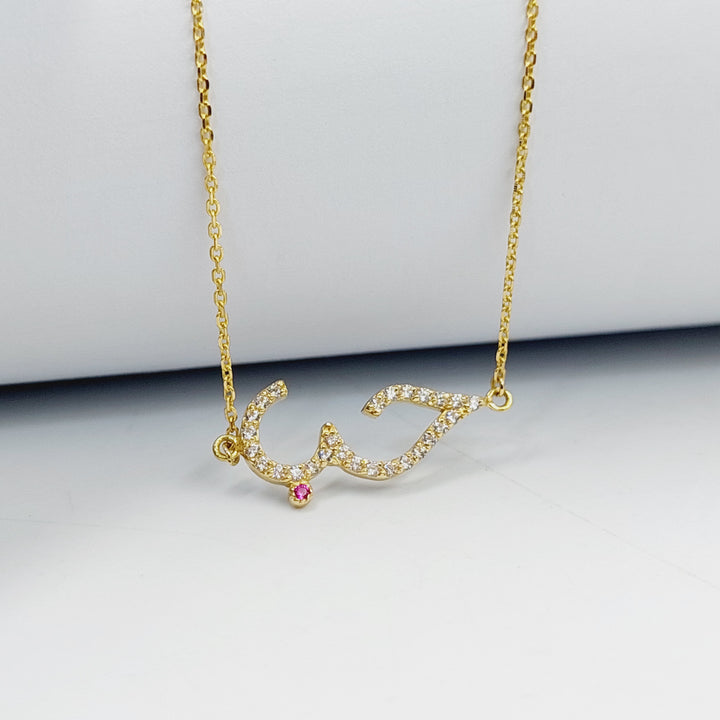 Zircon Studded Love Necklace  Made Of 18K Yellow Gold by Saeed Jewelry-30514