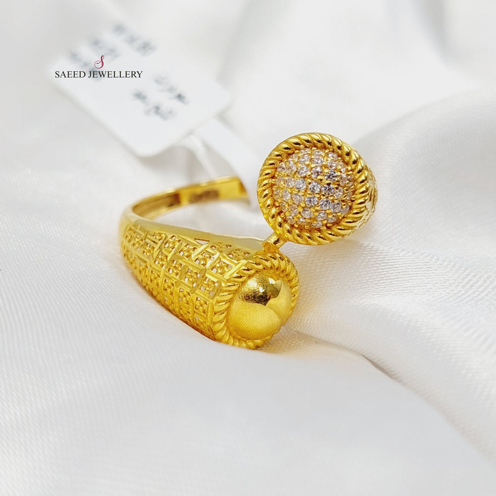 Zircon Studded Malaysian Ring  Made Of 21K Yellow Gold by Saeed Jewelry-29948