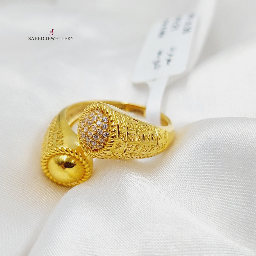 Zircon Studded Malaysian Ring  Made Of 21K Yellow Gold by Saeed Jewelry-29948