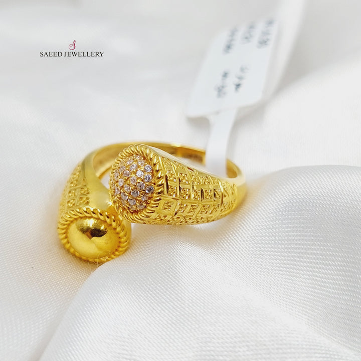 Zircon Studded Malaysian Ring  Made Of 21K Yellow Gold by Saeed Jewelry-29948