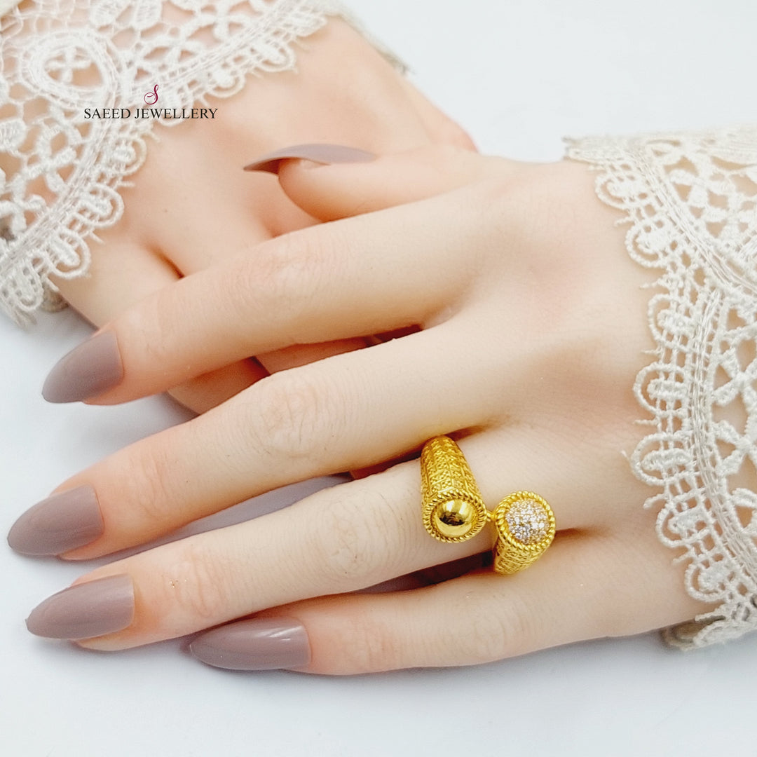 Zircon Studded Malaysian Ring  Made Of 21K Yellow Gold by Saeed Jewelry-29948