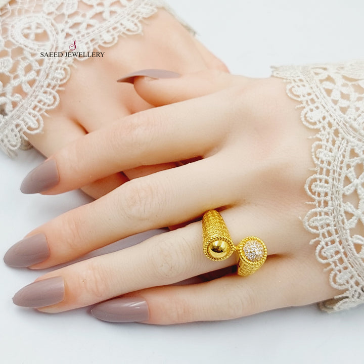 Zircon Studded Malaysian Ring  Made Of 21K Yellow Gold by Saeed Jewelry-29948