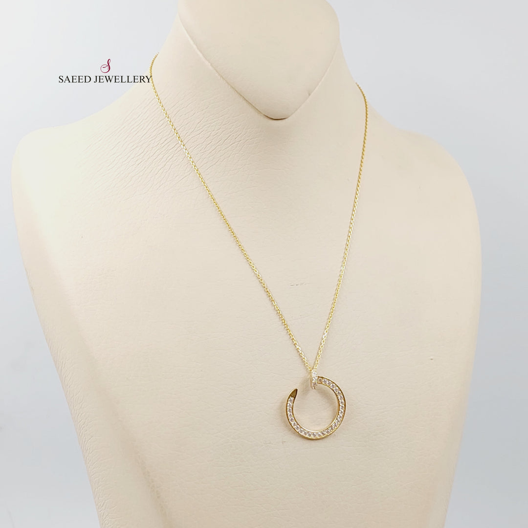 Zircon Studded Nail Necklace  Made Of 18K Yellow Gold by Saeed Jewelry-29394