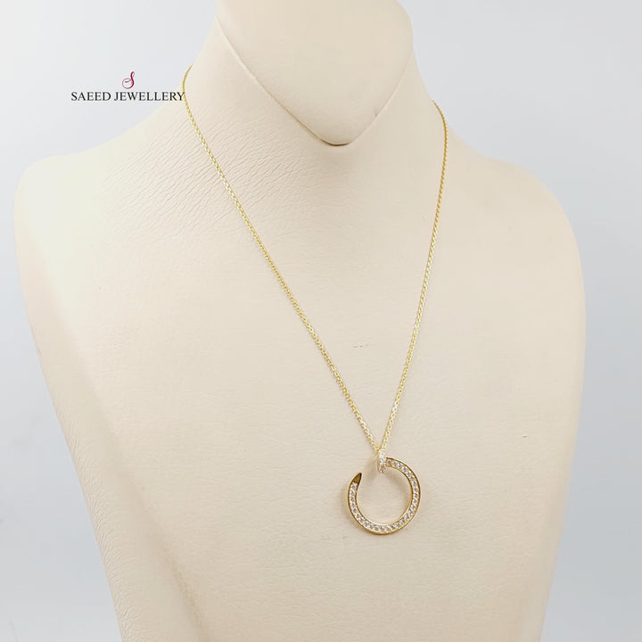 Zircon Studded Nail Necklace  Made Of 18K Yellow Gold by Saeed Jewelry-29394