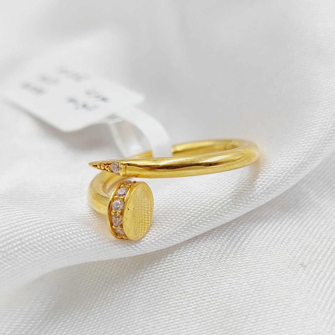 Zircon Studded Nail Ring  Made Of 21K Yellow Gold by Saeed Jewelry-29111