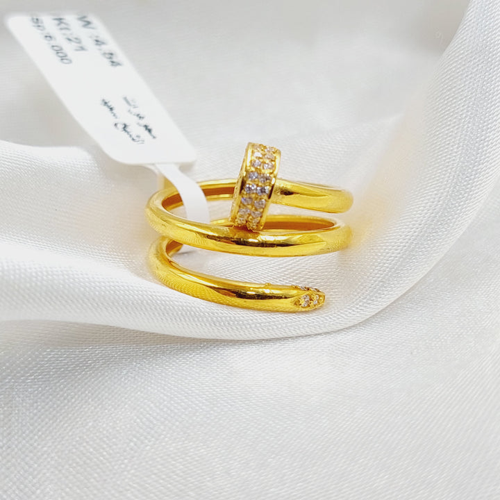 Zircon Studded Nail Ring  Made Of 21K Yellow Gold by Saeed Jewelry-29844