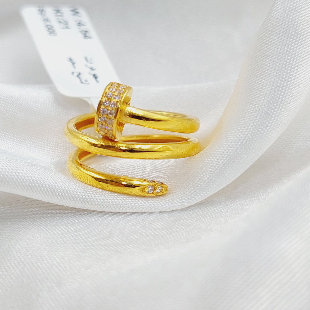 Zircon Studded Nail Ring  Made Of 21K Yellow Gold by Saeed Jewelry-29844