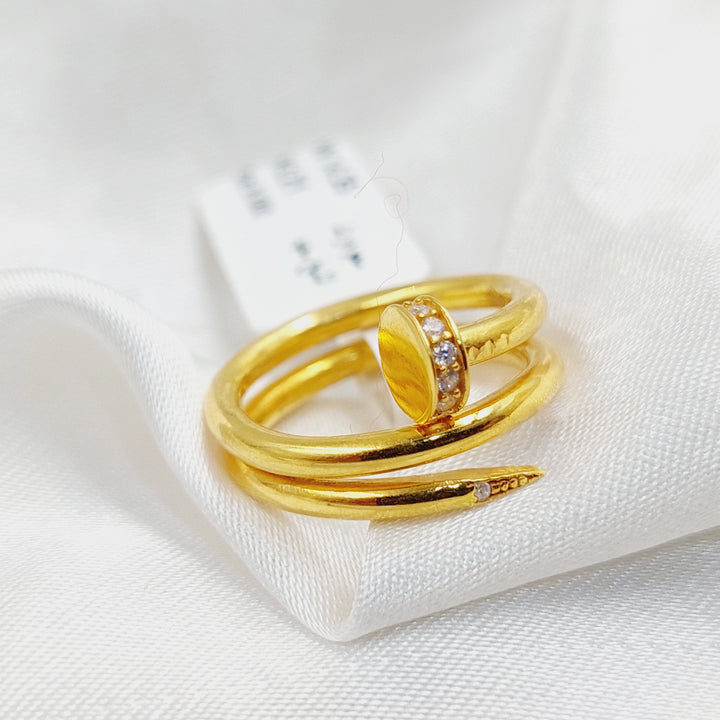 Zircon Studded Nail Ring  Made Of 21K Yellow Gold by Saeed Jewelry-29845