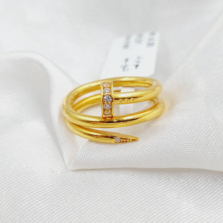 Zircon Studded Nail Ring  Made Of 21K Yellow Gold by Saeed Jewelry-29845