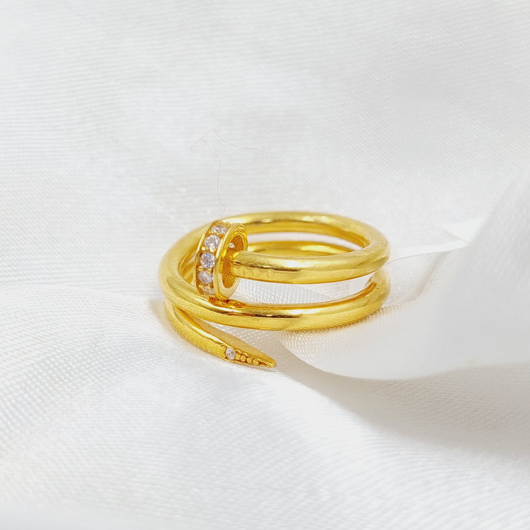 Zircon Studded Nail Ring  Made Of 21K Yellow Gold by Saeed Jewelry-29845