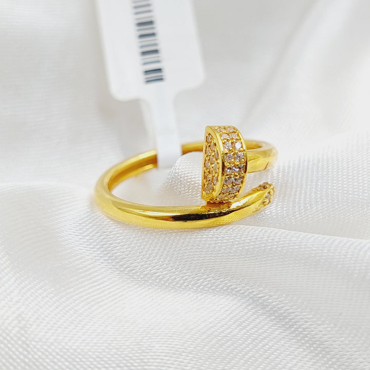Zircon Studded Nail Ring  Made Of 21K Yellow Gold by Saeed Jewelry-29846