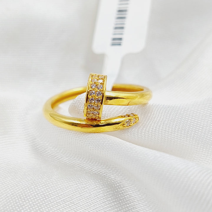 Zircon Studded Nail Ring  Made Of 21K Yellow Gold by Saeed Jewelry-29846