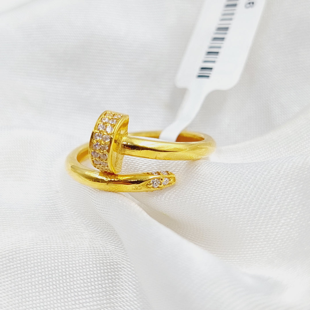 Zircon Studded Nail Ring  Made Of 21K Yellow Gold by Saeed Jewelry-29846
