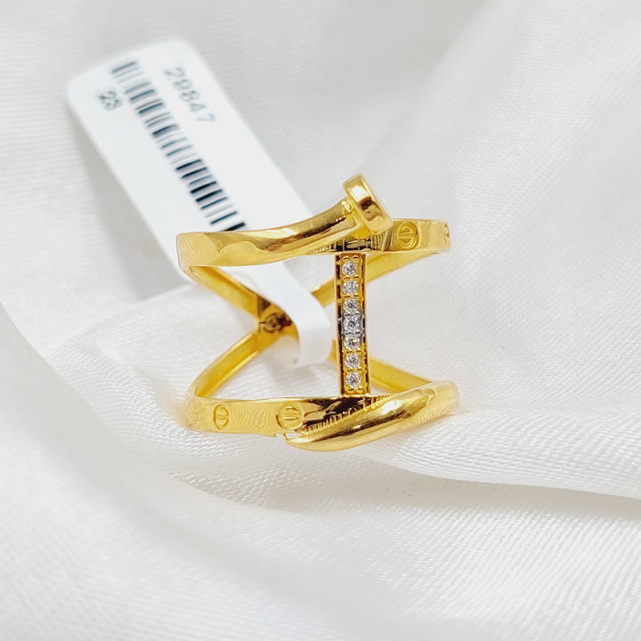 Zircon Studded Nail Ring  Made Of 21K Yellow Gold by Saeed Jewelry-29847