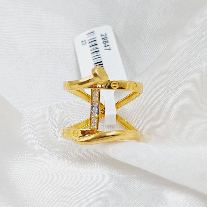 Zircon Studded Nail Ring  Made Of 21K Yellow Gold by Saeed Jewelry-29847