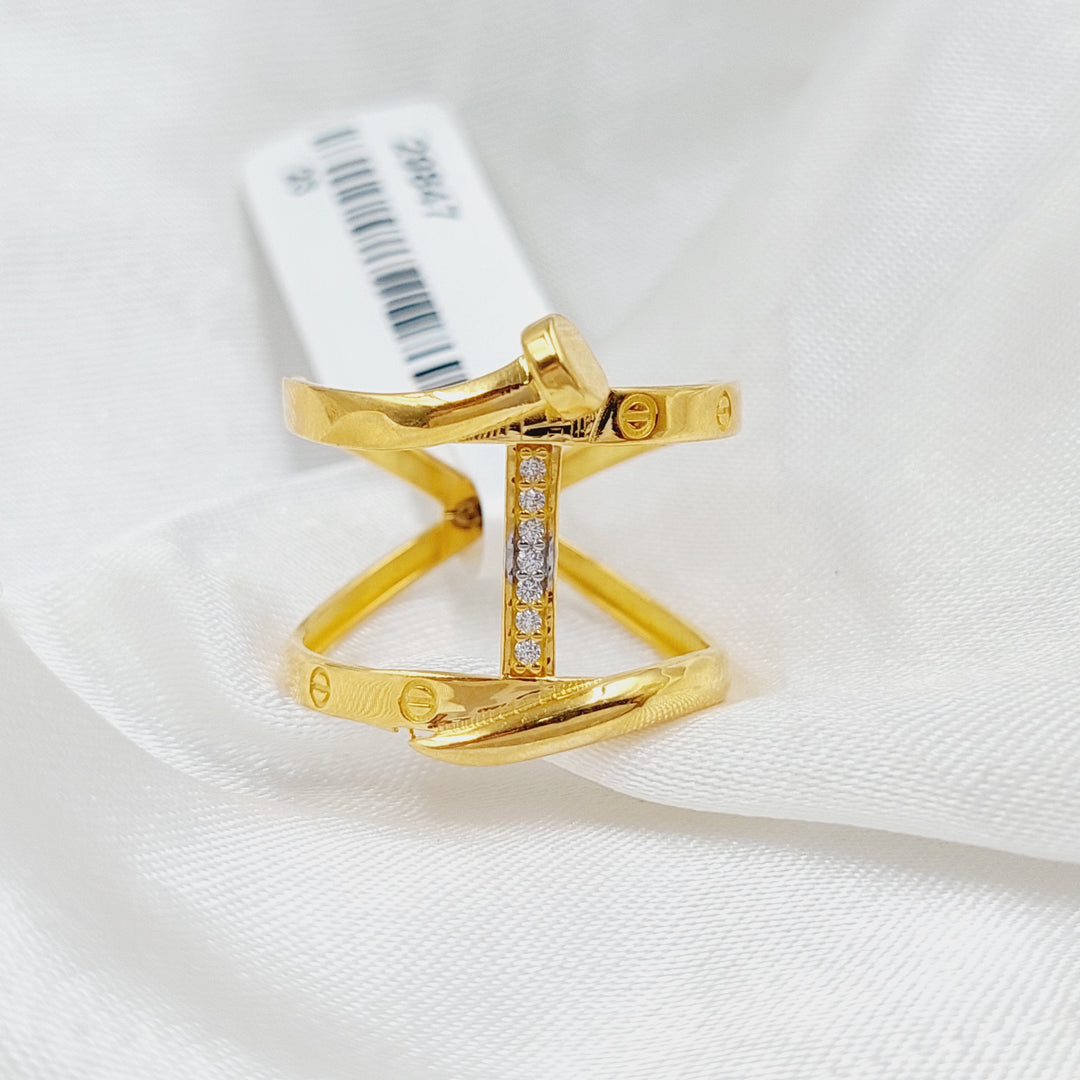 Zircon Studded Nail Ring  Made Of 21K Yellow Gold by Saeed Jewelry-29847
