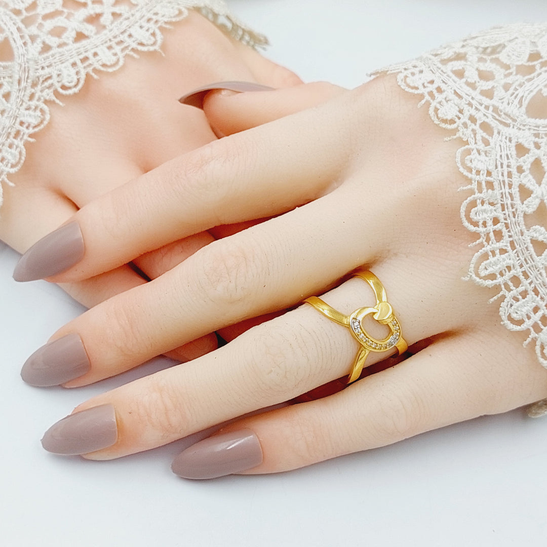 Zircon Studded Nail Ring  Made Of 21K Yellow Gold by Saeed Jewelry-29848